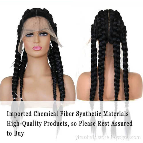 Black 4 Twist Lace Front Braid Wig Nature Looking Lace Front Wigs Afro American Synthetic Braided Wig Baby Hair for Black Women